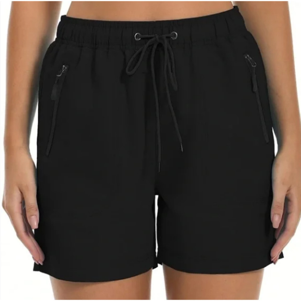 Women's Swim Board Shorts with Zippered Pockets Black NWT Size 2XL